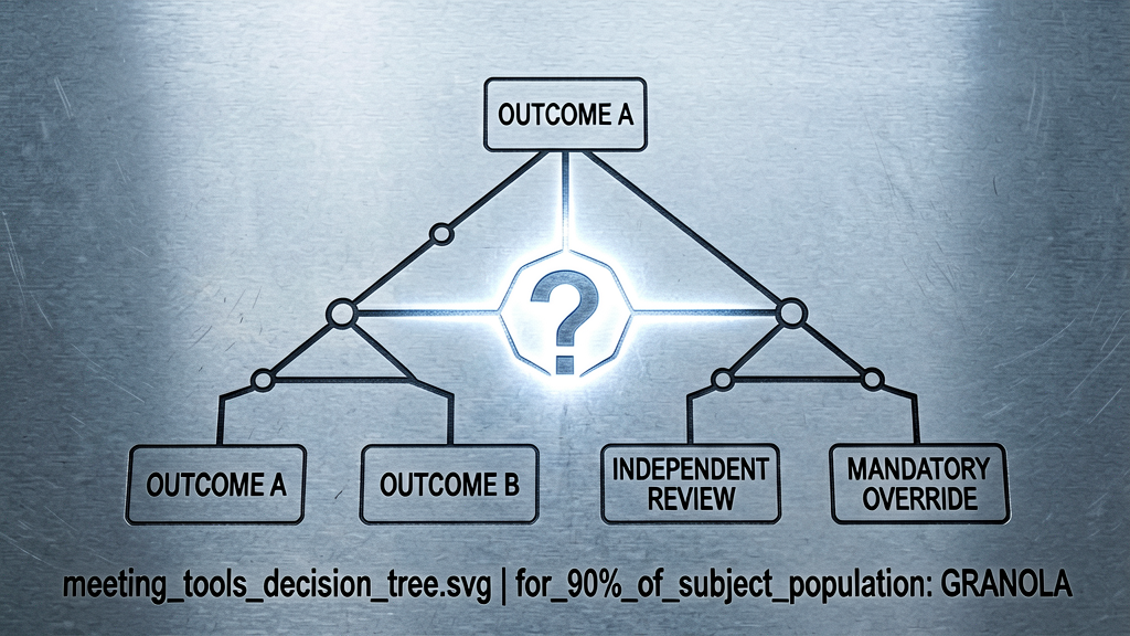 Top-down forensic shot of a precision-engraved decision tree diagram on cold metal evidence surface