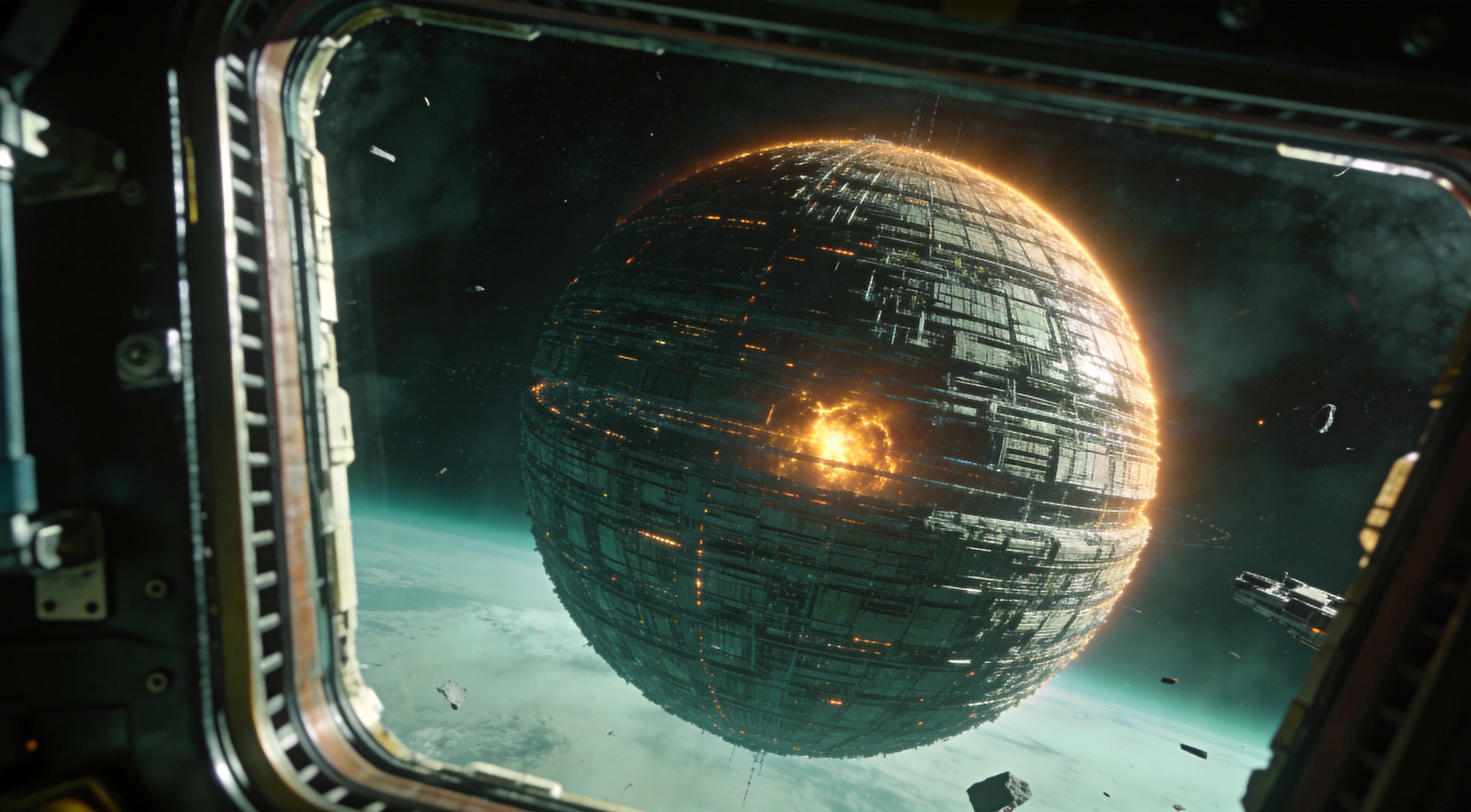 An overhead shot focused on a sophisticated holographic globe of Earth, shimmering with subtle light. Multiple faint