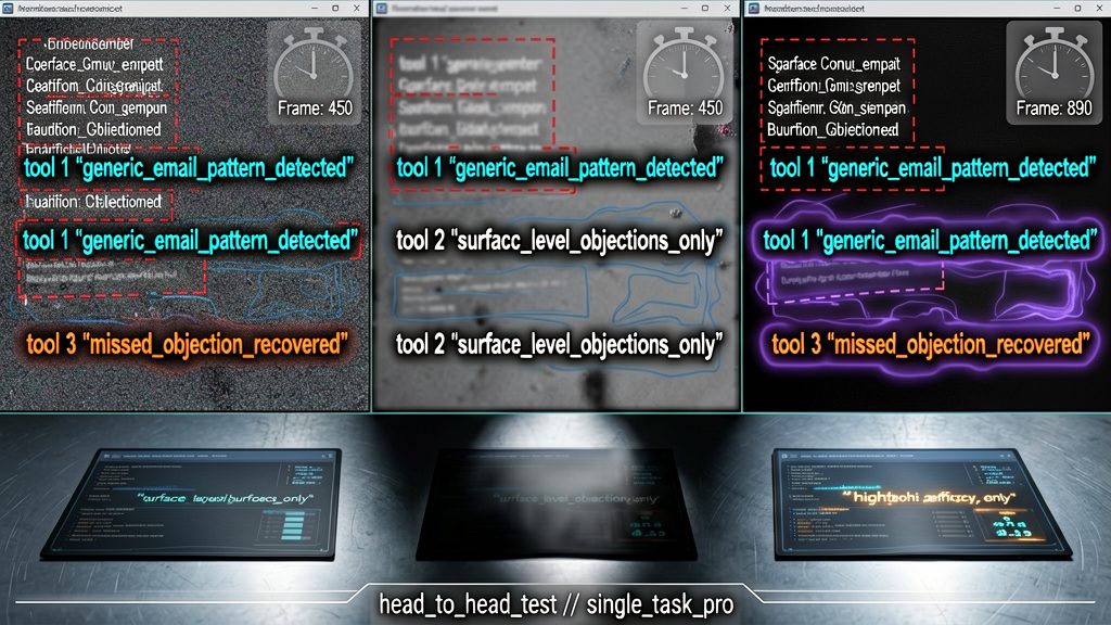 Three-column split-screen evidence shot. Same prompt running across three windows simultaneously, each with a stopwatch overlay
