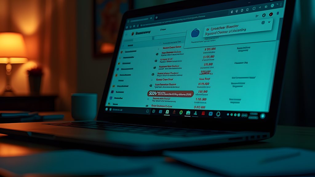 A close-up on a user's laptop screen, illuminated in a dark room