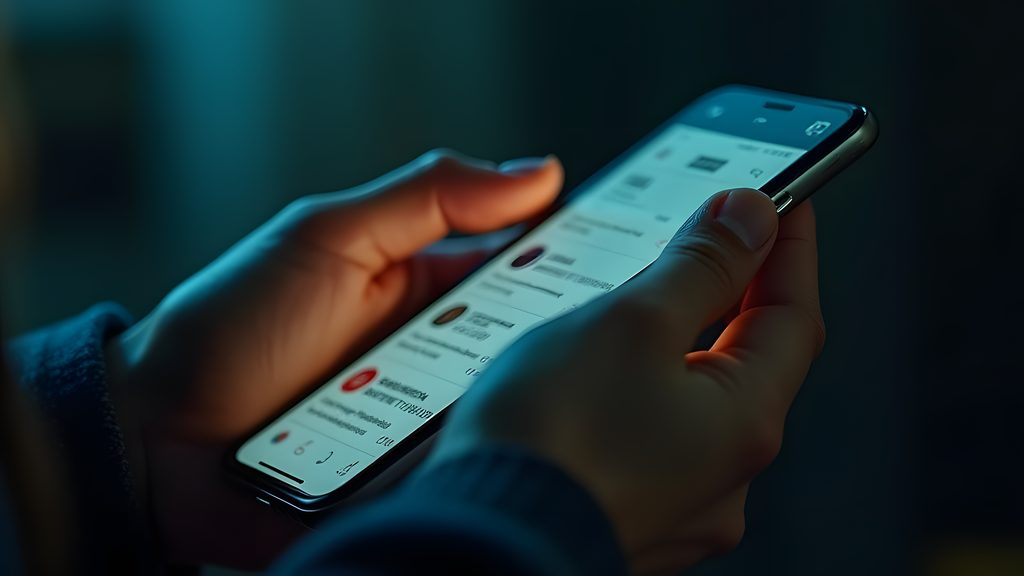 A close-up of a generic person's hands holding a smartphone, the screen displaying a banking app's credit card transaction history with mult...