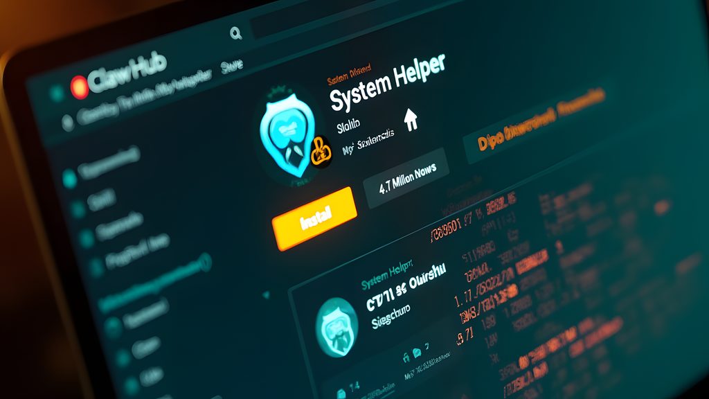 Close-up of a screen displaying a 'ClawHub Marketplace' web interface