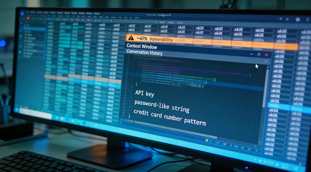 Close-up of a monitor displaying the ClawHub marketplace UI, focused on a 'most-downloaded skills' list. The top skill
