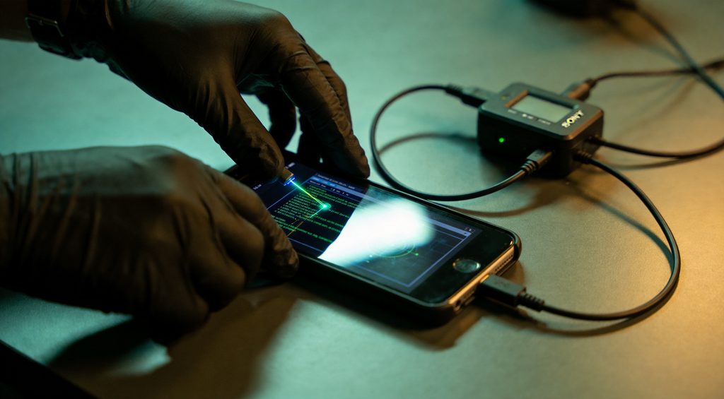 Omar Abdulaziz, a Saudi dissident blogger, holds his smartphone, whose screen displays a WhatsApp conversation with Jamal Khashoggi's name