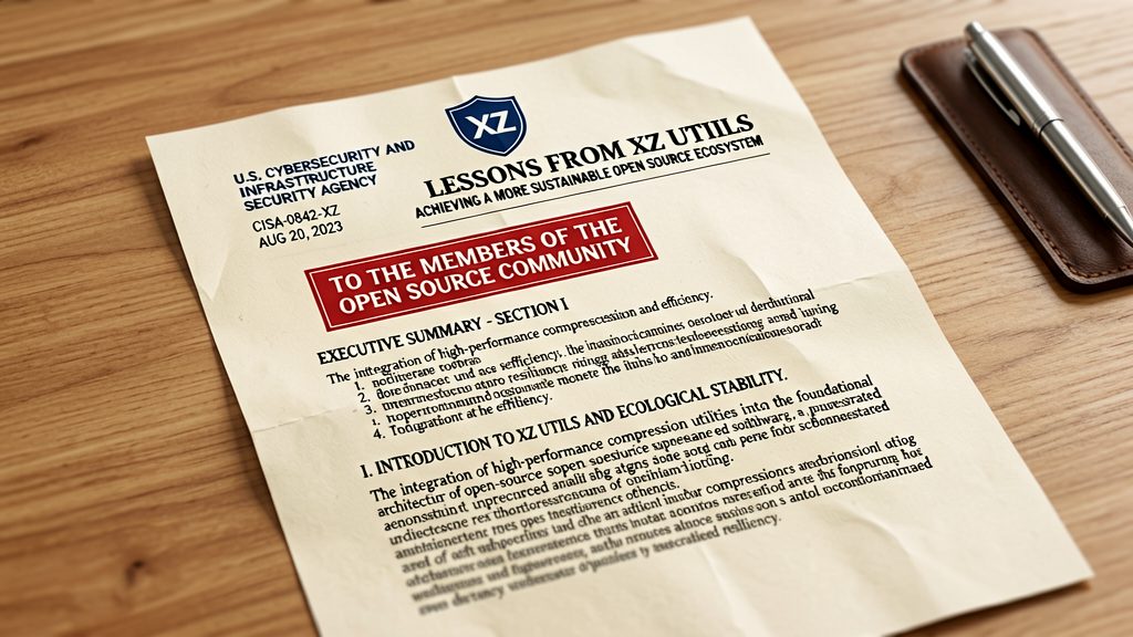 A formal government document on a desk, CISA letterhead visible